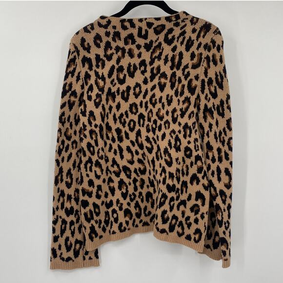 Ann Taylor Mock Neck Sweater Cheetah Leopard Animal Print Tan Black Womens Small - Picture 4 of 5